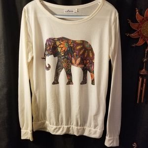Womens crewneck with elephant graphic